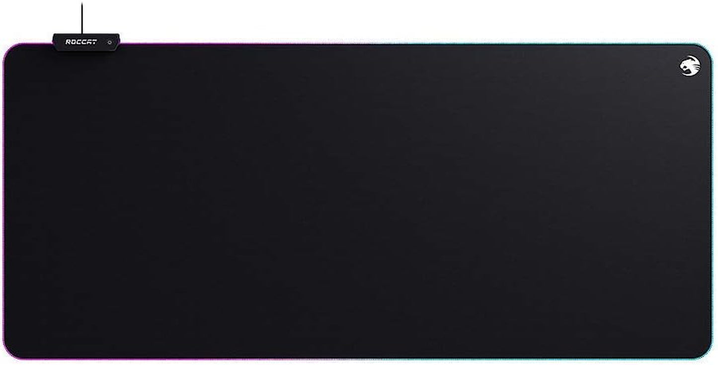Sense AIMO XXL Ultra-Wide PC Gaming Mousepad, RGB Illumination, High Precision, Non Slip Back, Extended Keyboard Desktop Mouse Pad with Stitched Edges, Smooth, Black