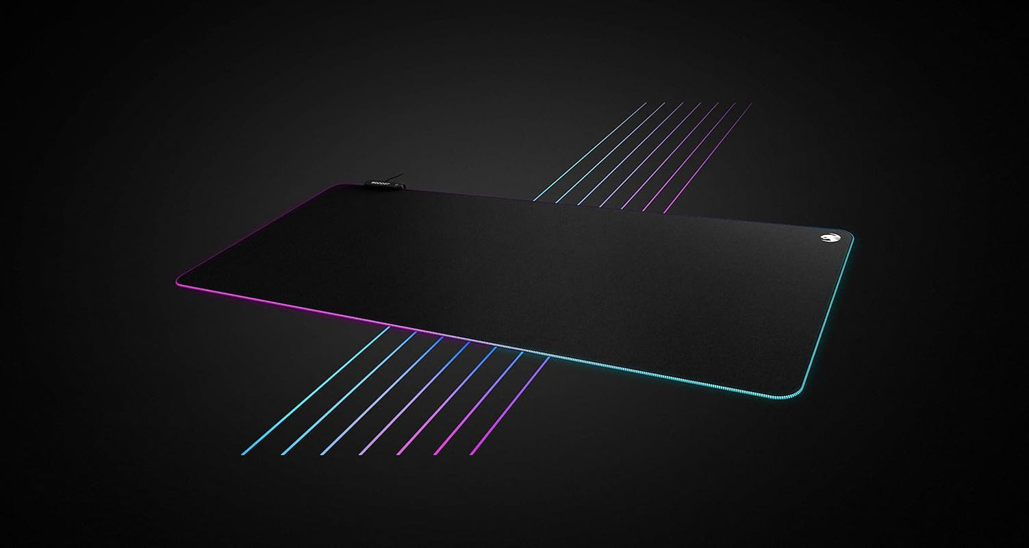 Sense AIMO XXL Ultra-Wide PC Gaming Mousepad, RGB Illumination, High Precision, Non Slip Back, Extended Keyboard Desktop Mouse Pad with Stitched Edges, Smooth, Black