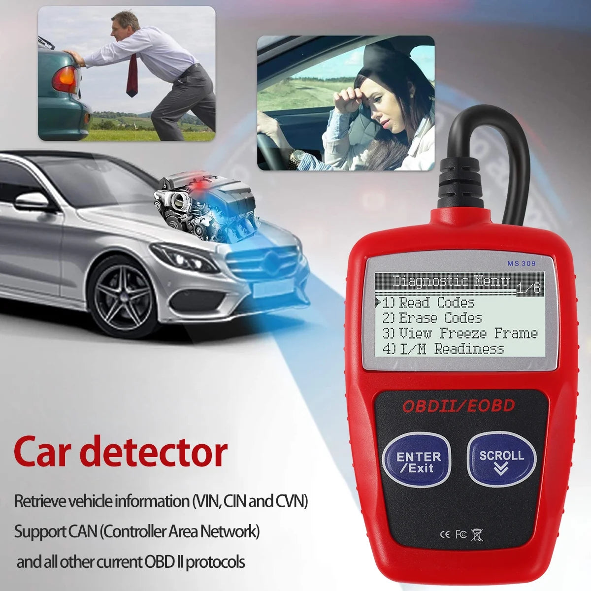 OBD2 Scanner Code Reader Tool OBD Car Diagnostic Scan Tool - Auto Car Engine Fault Code Reader for All OBDII Protocol Cars since 1996
